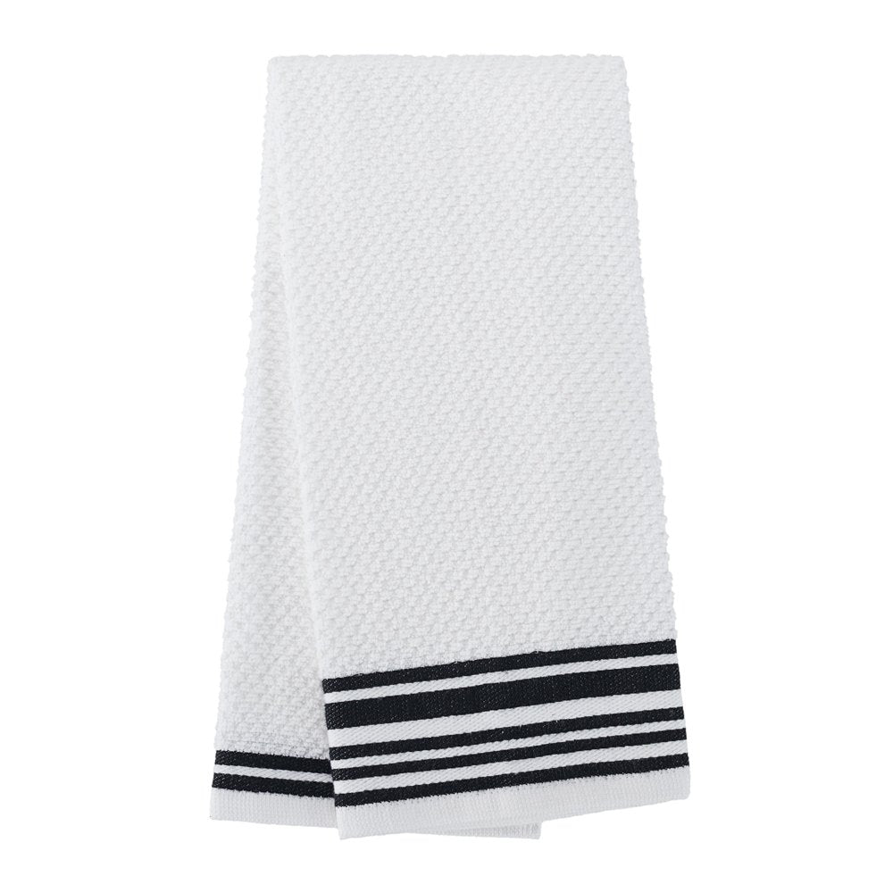 4-Pack 16”X26” Woven Kitchen Towel Set, Rich Black