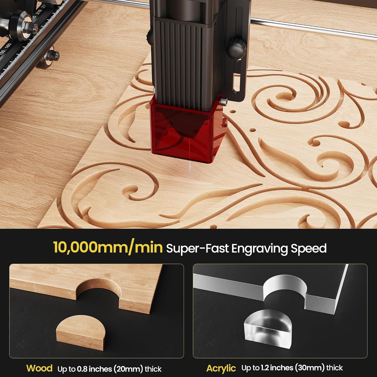 LONGER Laser Engraver Ray5 10000Mw Engraver Machine DIY CNC Laser Cutter Tool for Metal Glass Wood Working Area 15.7 "X15.7" with Air Assist Rotary Roller Kit Laser