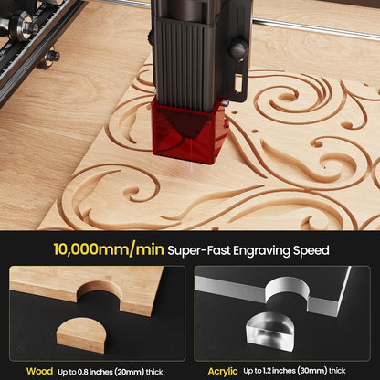 LONGER Laser Engraver Ray5 10000Mw Engraver Machine DIY CNC Laser Cutter Tool for Metal Glass Wood Working Area 15.7 "X15.7" with Air Assist Rotary Roller Kit Laser