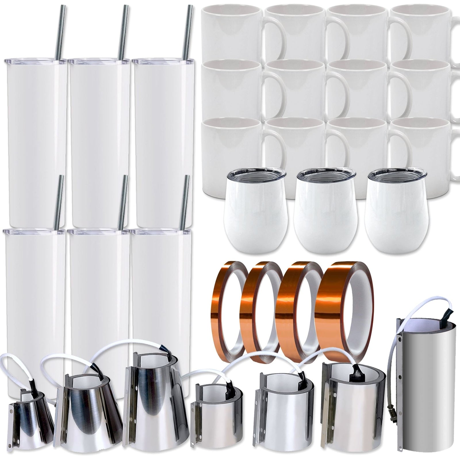Swing Design 7-In-1 Tumbler Press 20Oz/30Oz Bundle - White