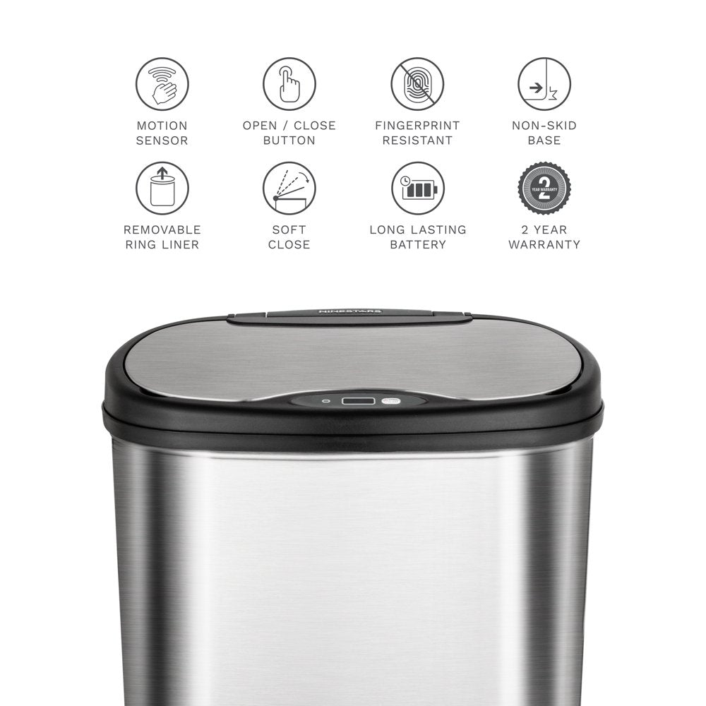 13.2 Gallon Trash Can, Motion Sensor Kitchen Trash Can, Stainless Steel