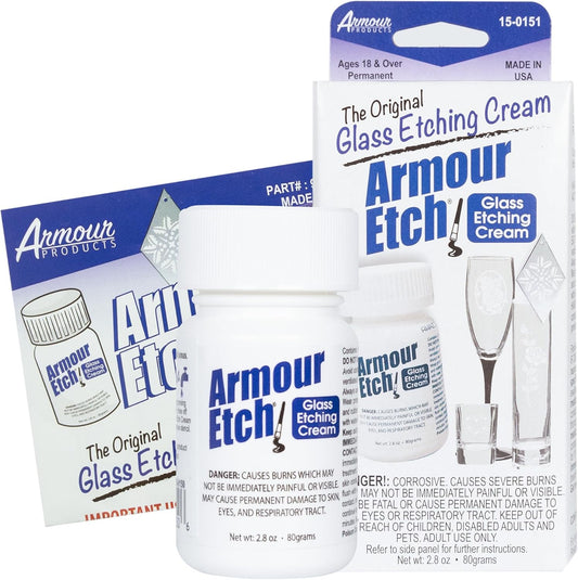 Armour Etch Glass Etching Cream - Create Stunning Designs on Glass Surfaces - Etching Cream for Glass by Armour Products - 2.8 Oz Net Weight