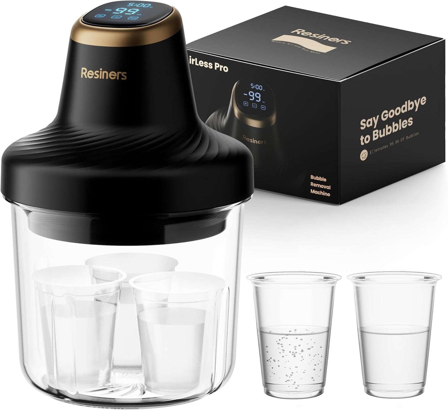 Resin Bubble Remover Airless Pro, 3 Min Remove 99.99% Bubbles, 99Kpa Vacuum Chamber (20L/Min), 3.2L Big Capacity for All Epoxy,Uv Resin,Silicone,Art Crafts,Jewelry Making (Patented)