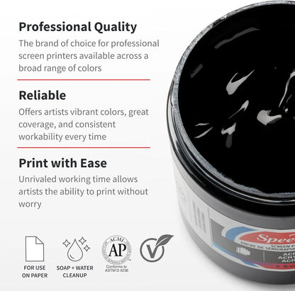 Permanent Acrylic Screen Printing Ink, 8 Oz., Black
