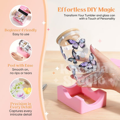 26 Sheets Coffee UV DTF Cup Wrap -Ice Coffee Theme DTF Cup Wraps for 16 Oz Glass Mugs, UV DTF Decals Waterproof Rub on Transfer Stickers DIY Mug Glasses Crafting