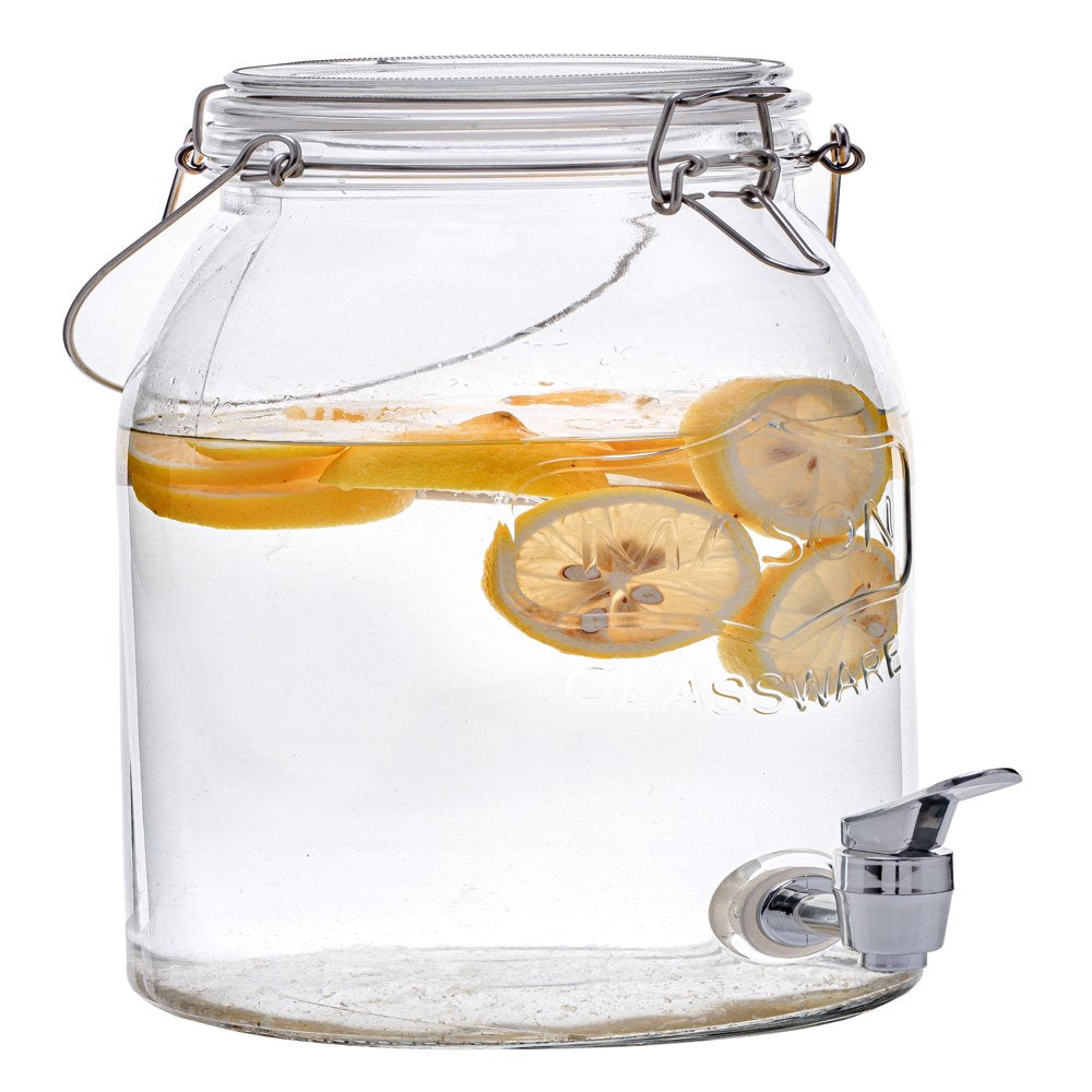 Clear Glass Mason Sun Tea Beverage Dispenser Jar