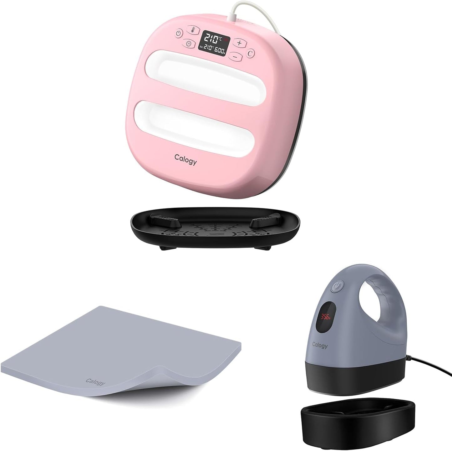 Calogy 10 * 10 Inches Heat Press Machine, Mini Heat Press, and 15 * 15 Inches Heat Press Mat Kit