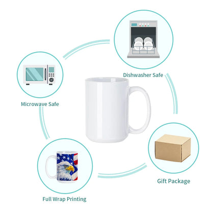 Sublimation Mugs Blanks White Ceramic Photo Cups (11Oz or 15Oz) 8 Pack & 24 Pack