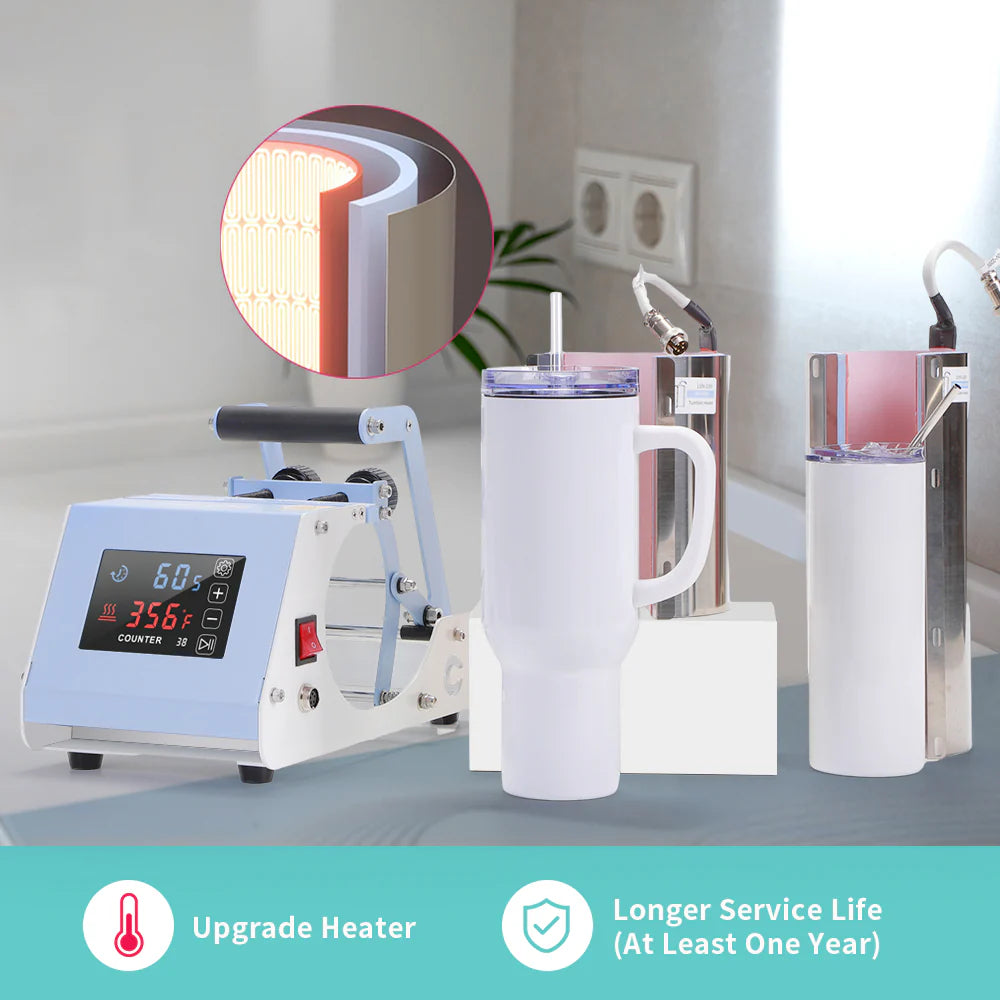 40 Oz 30 Oz V3.0 Pro 2 in 1 Mug Press Heat Press Machine Sublimation Starter Benginers Kit Bundle with 20 OZ Sublimation Tumblers,40 OZ Sublimation Tumblers,Sublimation Paper,Cup Tumbler Cradle and Butcher Paper