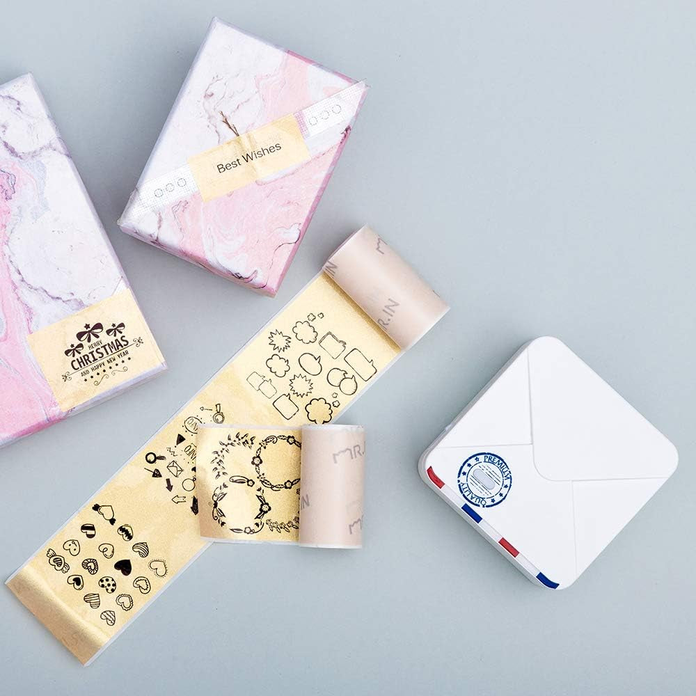 Phomemo Golden Self-Adhesive Thermal Paper, Glossy Printable Sticker Paper Label for Phomemo M02/M02 Pro/M02S/P2S/M03/M04S Mini Sticker Printer, 50Mm X 3.5M, Diameter 28Mm, 3-Rolls
