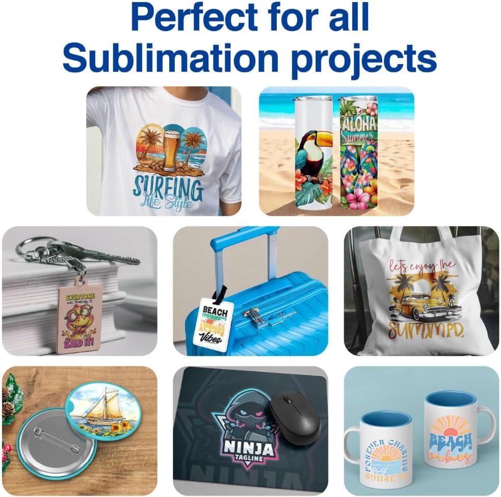 Makerflo Sublimation Paper 13 X 19 Inch 100 Sheets, Heat Transfer Sublimation Paper for Tumblers T-Shirts Phone Case Mugs, Printable Stickers Gifting Christmas DIY Enthusiast