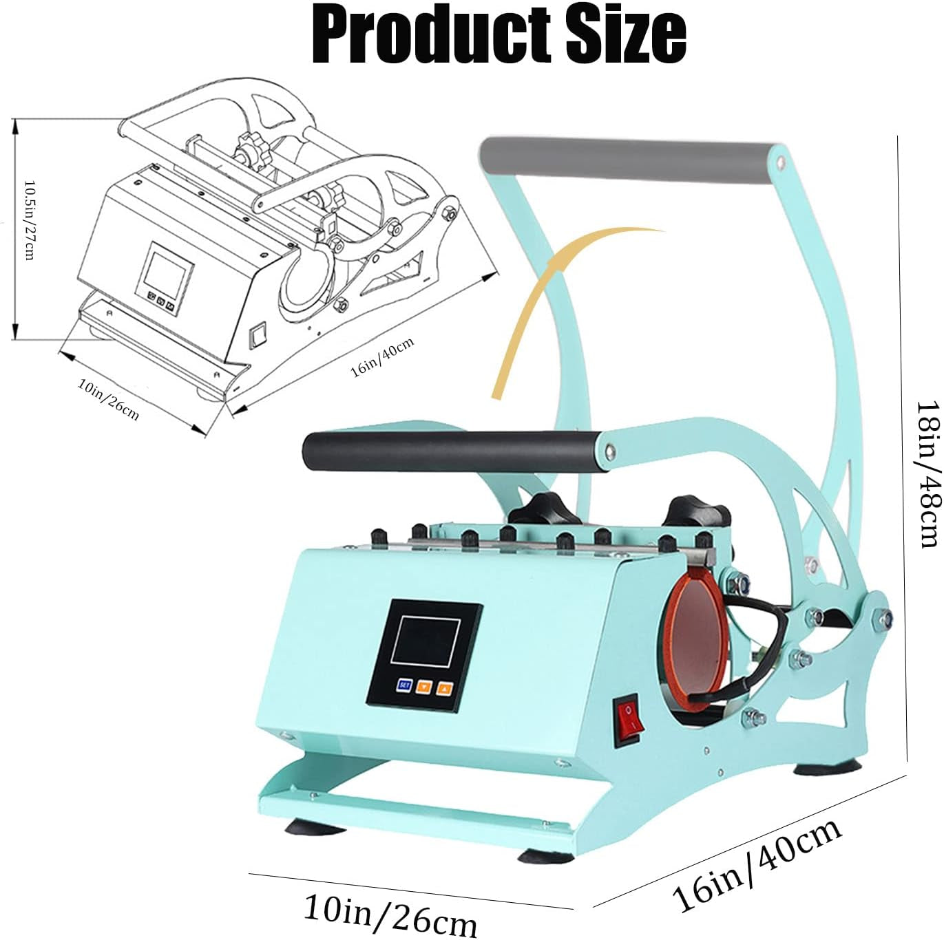 9-20 Oz Mug Heat Press, Tumbler Press, DIY Sublimation, for Straight Blanks Skinny Tumblers, Fits Stainless Steel, Ceramic, Glass Tumbler,Green