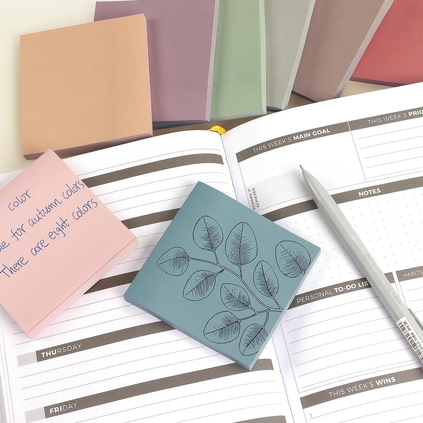 Sticky Notes 3X3 Self-Stick Notes Pads with 8 Morandi Colors, Easy to Post for Office, School, Home, 8 Pads/Pack, 80 Sheets/Pad
