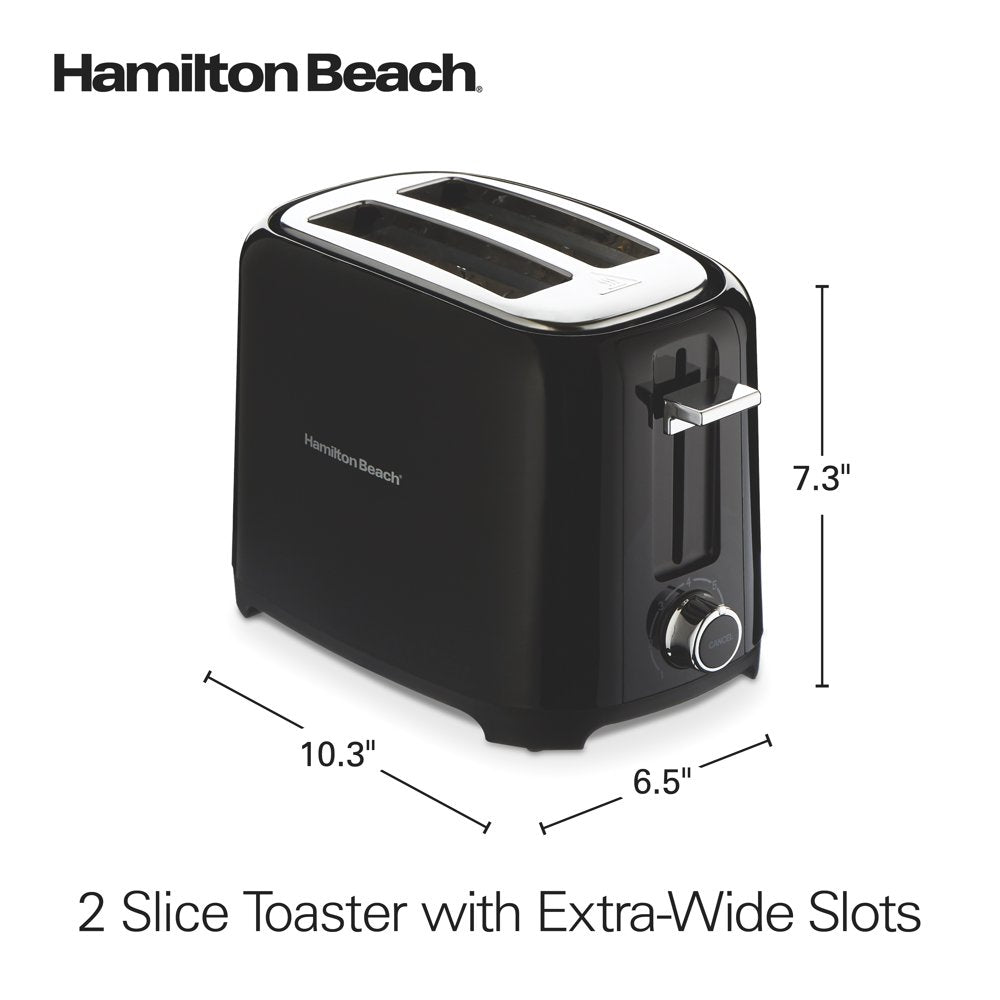 2 Slice Toaster, Extra-Wide Slots, Chrome-Plated Lever, Black, 22217