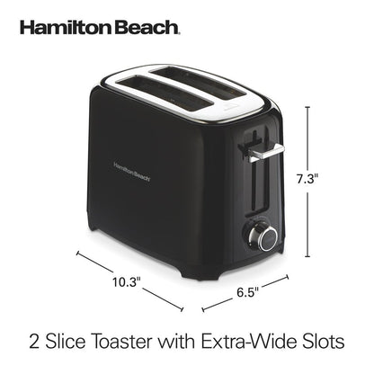 2 Slice Toaster, Extra-Wide Slots, Chrome-Plated Lever, Black, 22217