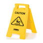 Collapsible Multilingual "Caution" Industrial Sign for Office/Restroom/Restaurant/School/Business/Hospital/Distribution Facility, 2-Sided, 26 Inch, Yellow (FG611200YEL)