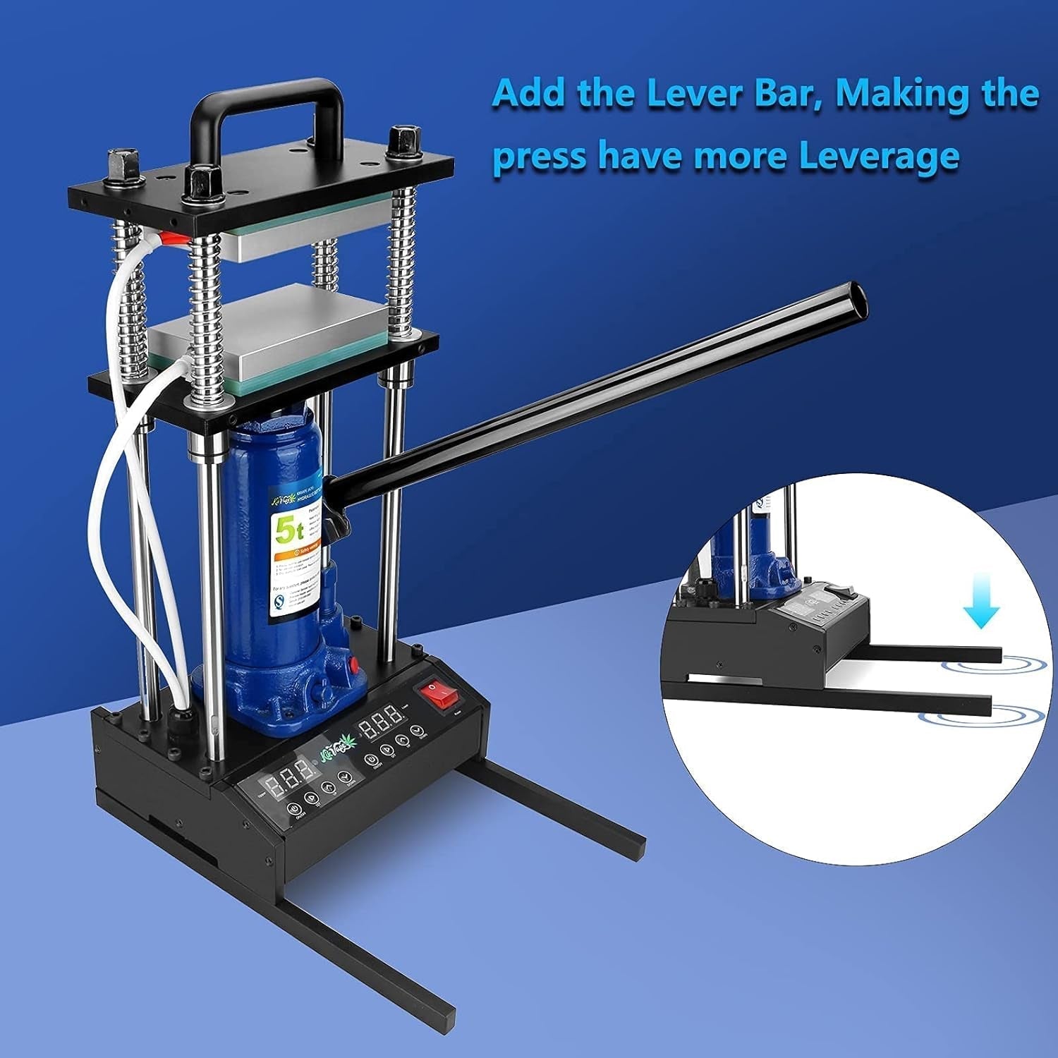 5 Ton Heat Press Machine, Heavy Duty Stainless Steel Press with Dual 3X5 Inches Heated Plates - Dual Separate Heating Controls【Leverage Bars Included】