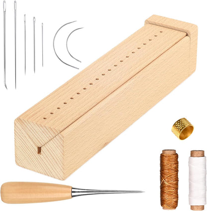 Beech Wood Book Binding Cradle with an Awl,Book Binding Kits Used for Bookbinding Hole Punching,Sturdy and Durable, Easy to Store, Bookbinding Supplies Punch Tools
