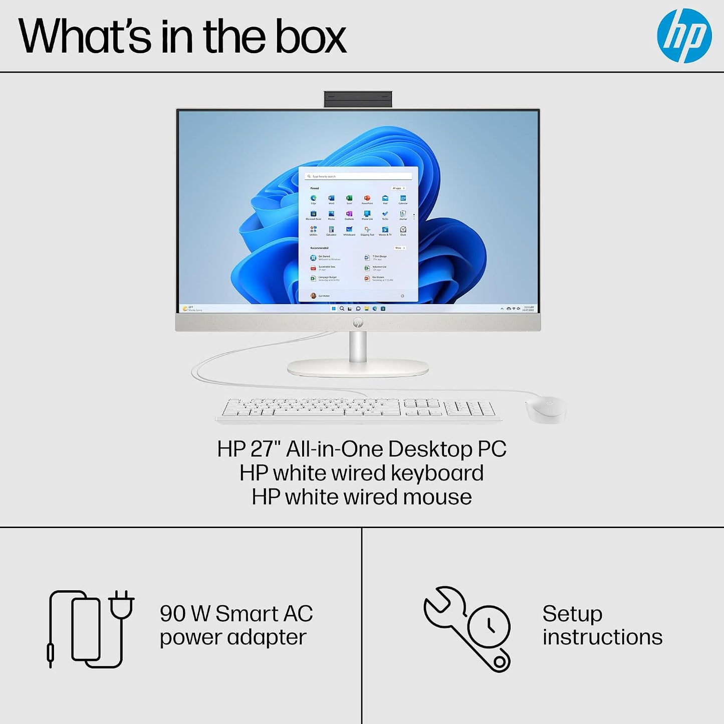 HP 27 Inch All-In-One Desktop PC, FHD Display, AMD Ryzen 7 7730U, 32 GB RAM, 1 TB SSD, AMD Radeon Graphics, Windows 11 Home, 27-Cr0012 (2024)