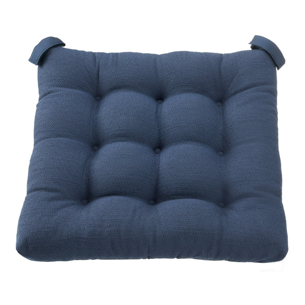 Textured Chair Seat Pad (Chair Cushion), Navy Color, 4-Piece Set, 15.5" L X 16" W