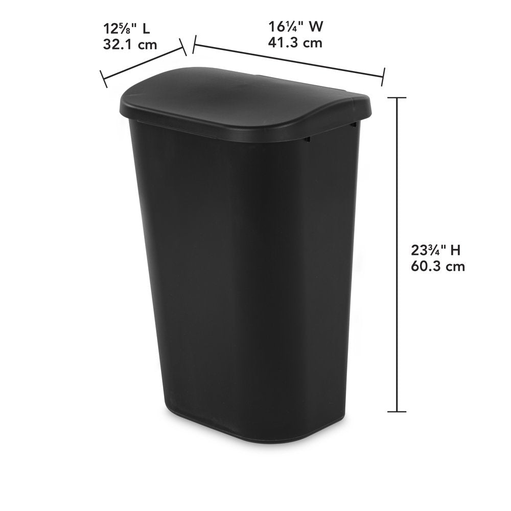 11.3 Gal. Lift Top Wastebasket Plastic, Black