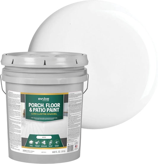 Porch & Floor Paint, Fast-Drying Wood and Concrete Paint, White, 5 Gallon