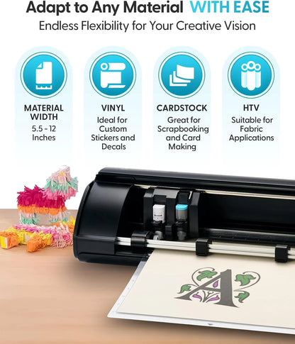 Silhouette Cameo 5Α (Alpha) Cutting Machine (Matte Black) Basic Bundle with Vinyl, Transfer Tape, Tools, Cutting Mat, Designs & Software