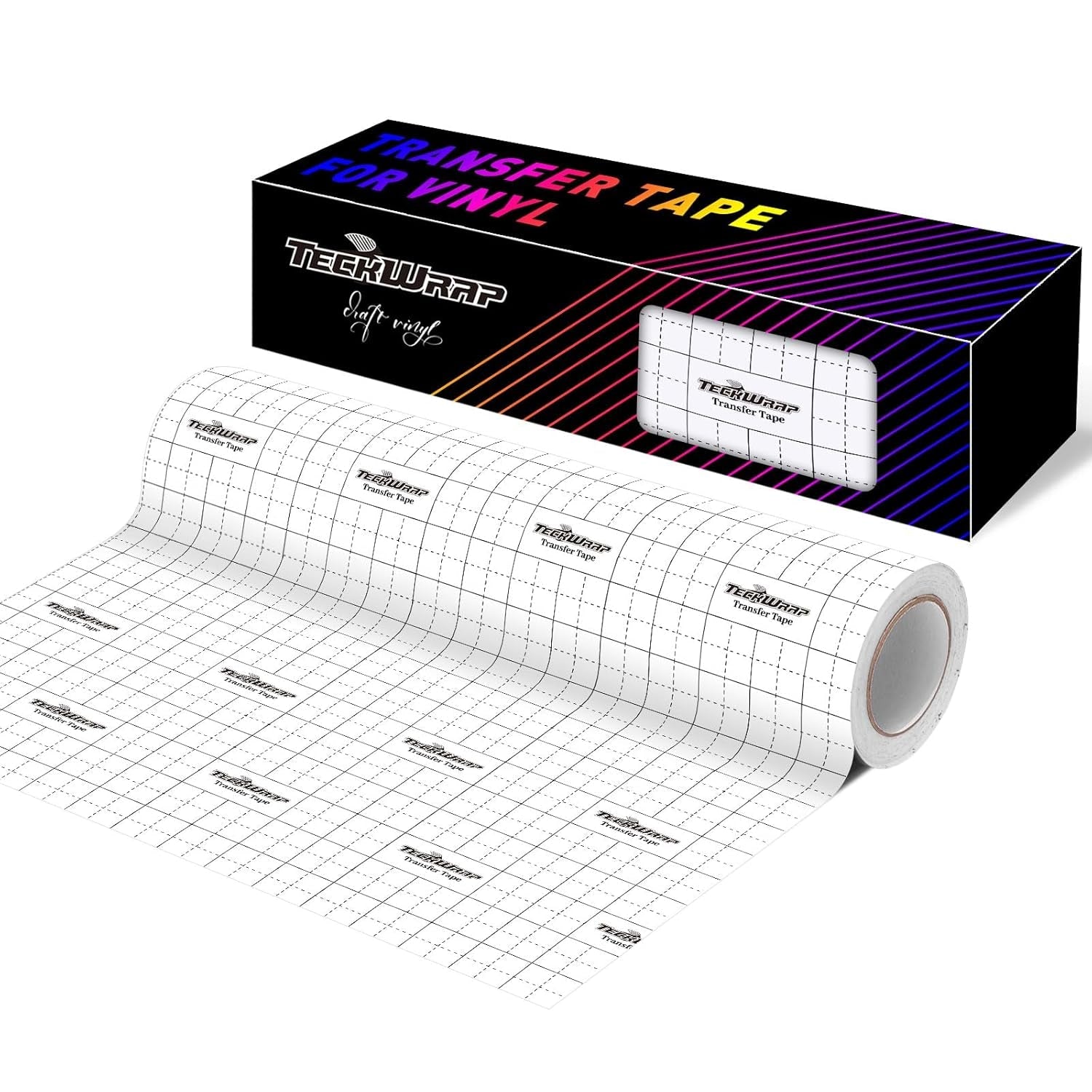 Transfer Tape for Vinyl - 12" X 50 FT W/Black Alignment Grid Transfer Tape for Adhesive Vinyl - Medium Tack for Craft Decals,Signs, Windows, Stickers