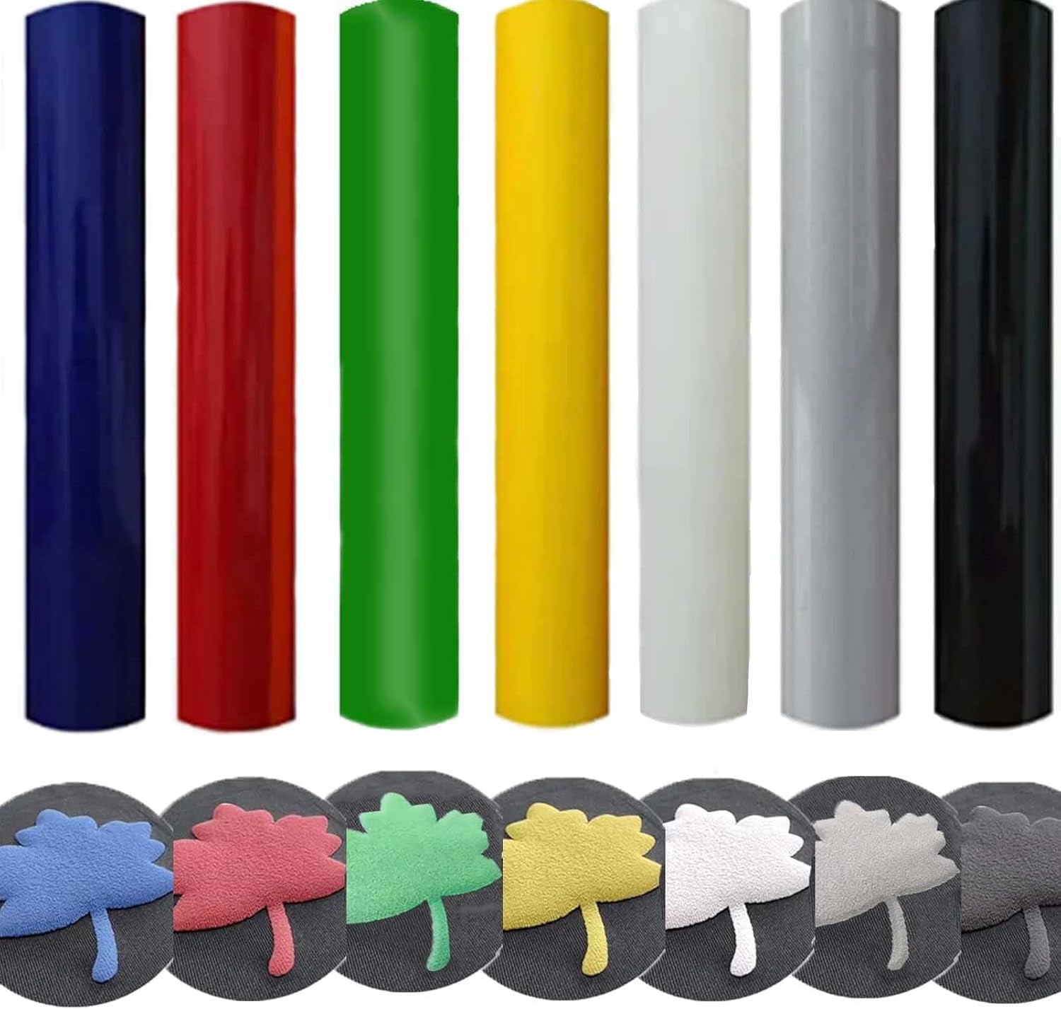 Puff Vinyl Heat Transfer, 3D Puff Heat Transfer Vinyl Bundle Sheets Iron On, Foaming Heat Transfer Puffy HTV Vinyl for Heat Press T Shirts DIY Clothes Fabric, 7 Colors Size 12”X10”
