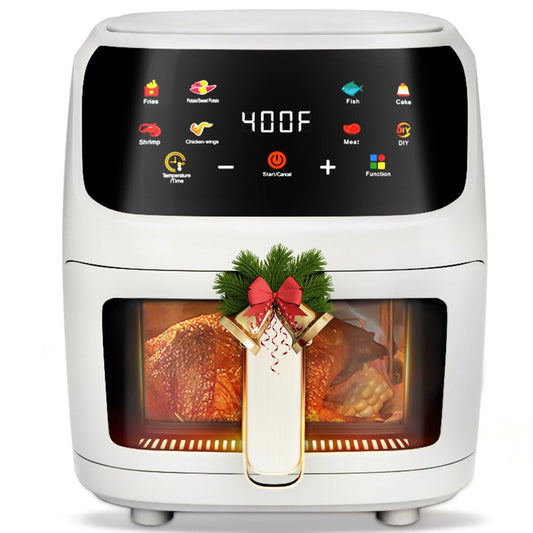 Air Fryer Large 8QT, 8-In-1 Digital Touchscreen, Visible Cooking Window, 1700W, White