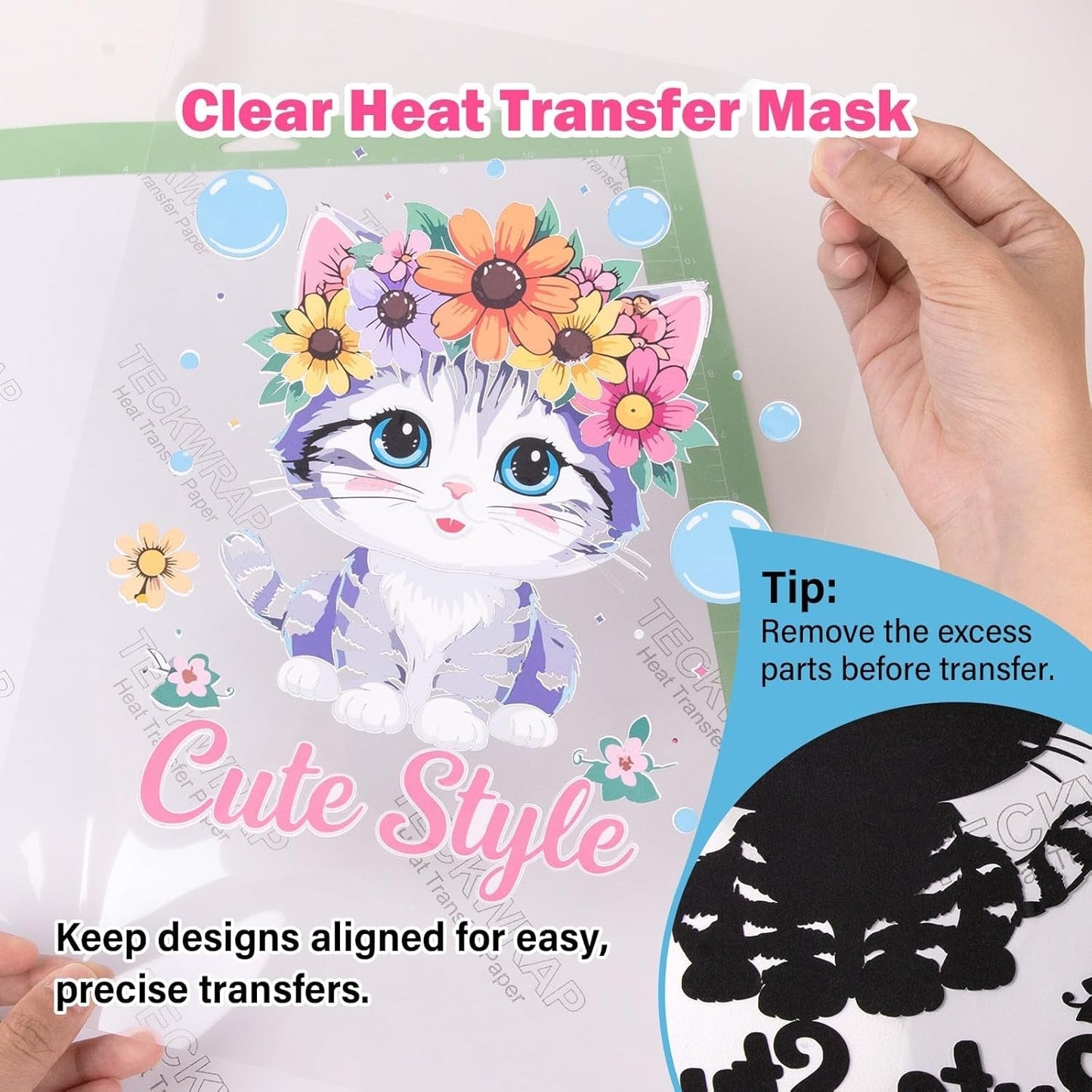 Heat Transfer Mask for Heat Transfer Paper for T-Shirts 1 Roll, 11.7" X 170" Masking Film Clear Iron on Transfer Tape for HTV Printable Heat Transfer Vinyl