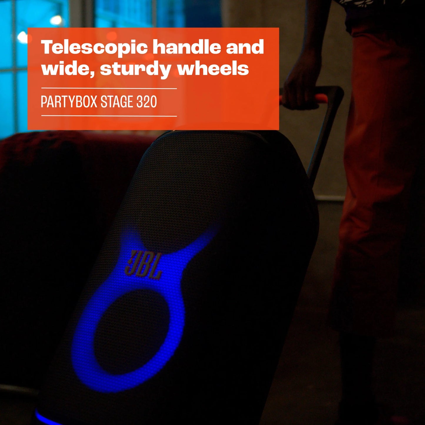 Partybox Stage 320 - Portable Party Speaker with Wheels - Black