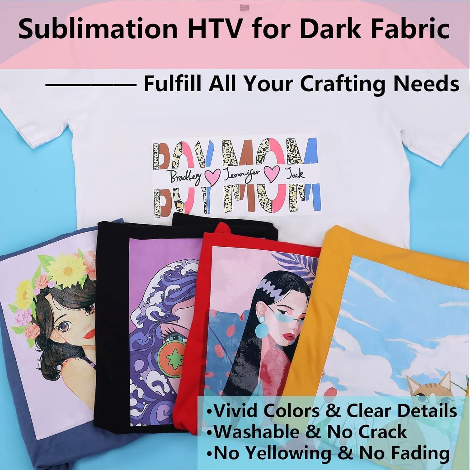 Sublimation HTV for Dark/Light Fabric - Matte Sublimation Vinyl 12" X 10FT for T-Shirts - Work Together with Sublimation Papersublimation Inkheat Press