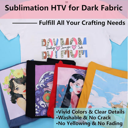 Sublimation HTV for Dark/Light Fabric - Matte Sublimation Vinyl 12" X 10FT for T-Shirts - Work Together with Sublimation Papersublimation Inkheat Press