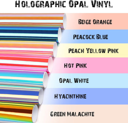 Holographic Opal Craft Vinyl 12" X 12" 7 Sheets/Pack for Craft Cutters,Sign Plotters