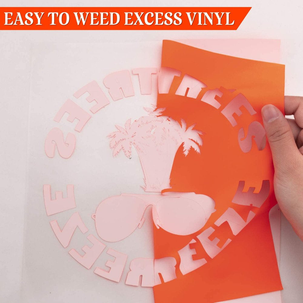 12" X 15 Ft Fluorescent Orange HTV Vinyl Rolls Heat Transfer Vinyl, Easy to Cut & Weed for Heat Vinyl Design