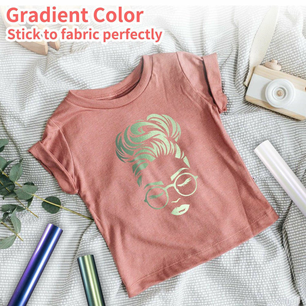 12" X 10FT Gold to Green Chameleon Heat Transfer Vinyl Gradient Change Color Iron on Vinyl for Cricut