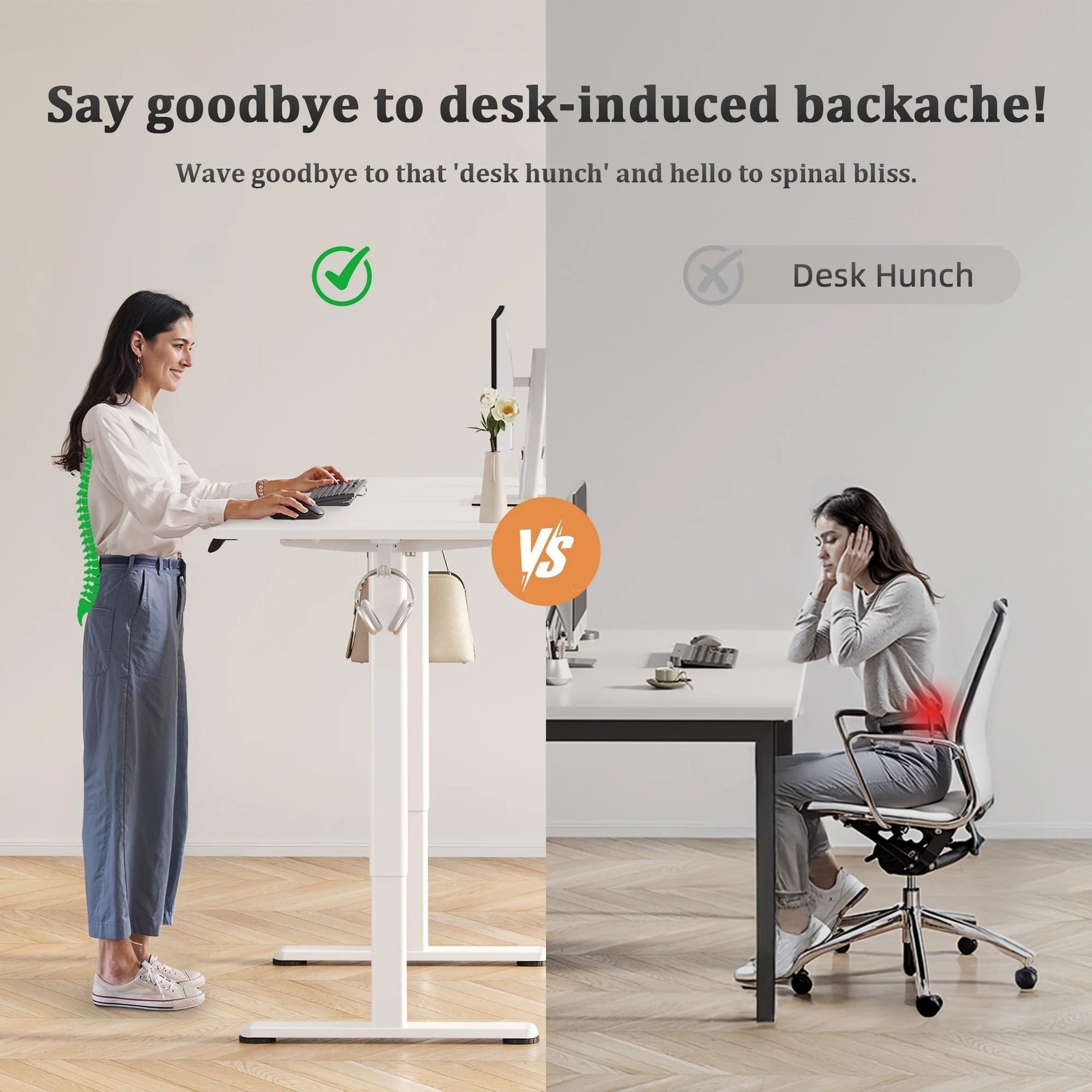55 Inch Electric Standing Desk, Wide Computer Stand up Desks Adjustable Height, Sit-Stand Rising Desk W/Memory Preset for Home Office Students Desk,White Top