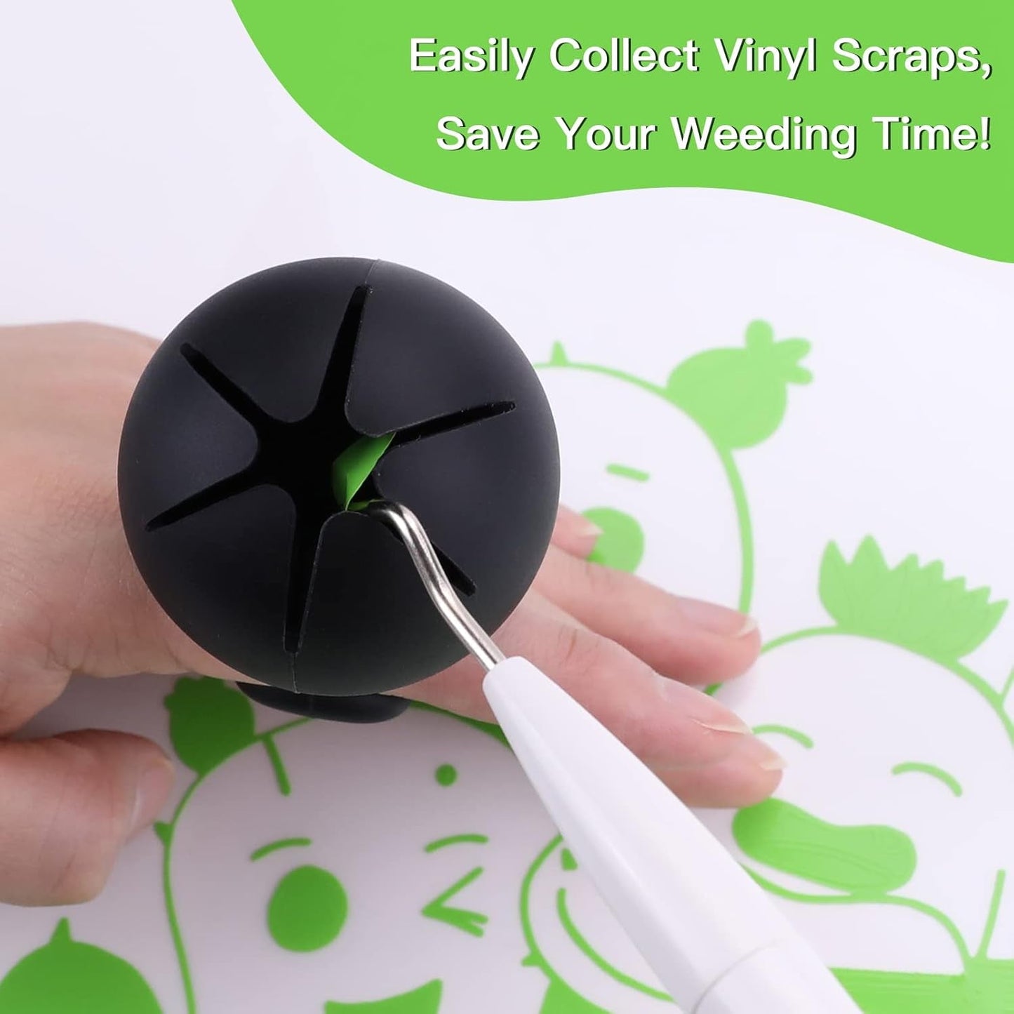 HTVRONT Vinyl Weeding Scrap Collector - Portable Handheld Scrap Collector Ring, Silicone Weeding Tools for HTV Crafting Adhesive Paper Sheets (Black)