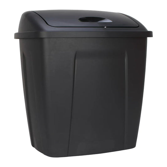 13 Gallon Trash Can, Plastic Swing Top Kitchen Garbage Trash Can, Black