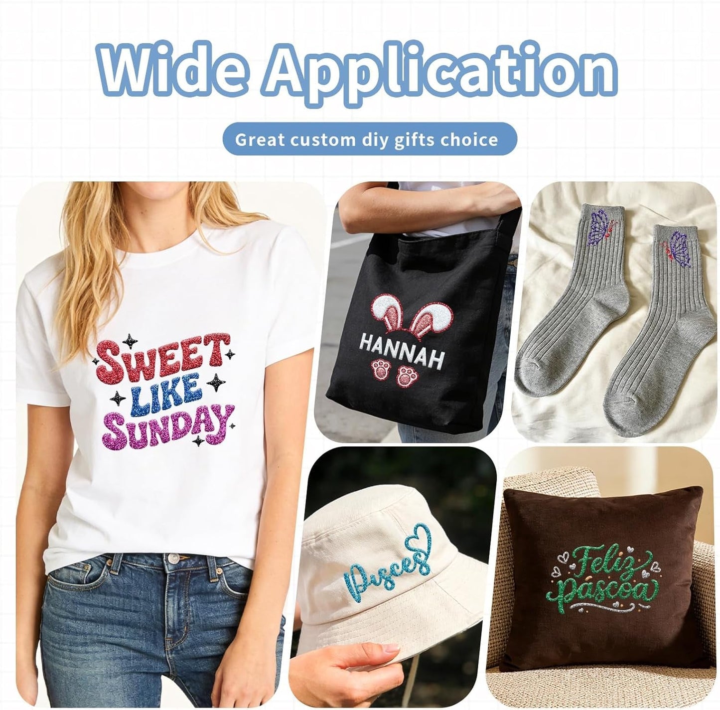 3D Puff Heat Transfer Vinyl, 9 Sheets 12" X 10" Glitter Foaming Puff HTV Vinyl, Puffy Iron on Vinyl for T-Shirts Clothes Compatible with Cricut Air or Maker