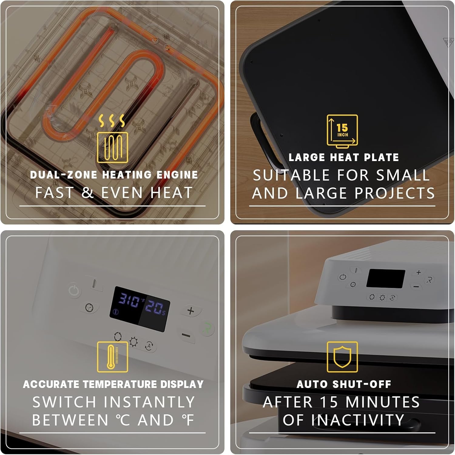 Auto Heat Press Machine for T Shirts - 15X15 Heat Press Accessories & HTV Vinyl Rolls Heat Transfer Vinyl