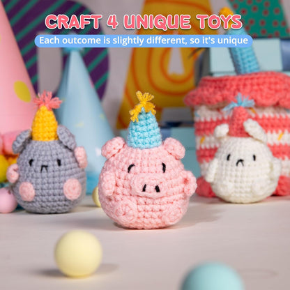 Crochet Kit for Beginners - Complete Crochet Kits with Stitch by Stitch Video Tutorial, Beginner Crochet Kit for Adults Kids Gift - Starter Easy Learn to Crochet(Birthday Party)