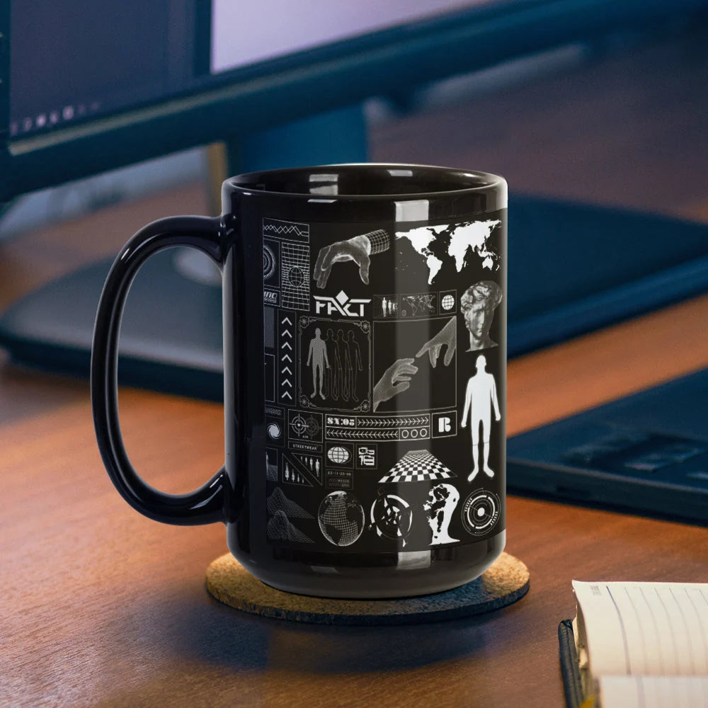 Sublimation Coffee Mugs Blank Black with White Patch 15 OZ 8 Pack