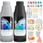 Resiners Epoxy Resin Starter Kit, 32Oz Crystal Clear Epoxy Resin Including Molds Nail Art Decals & Accessories, High Gloss Non Yellowing No Bubble for Casting Jewelry Making Wood Coating DIY Crafts