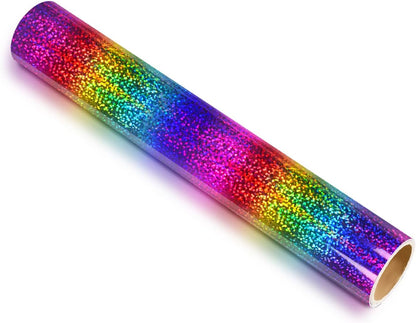 Sparkle Permanent Vinyl Rainbow Holographic Chrome Adhesive Vinyl 1Ft X 5Ft, Rainbow