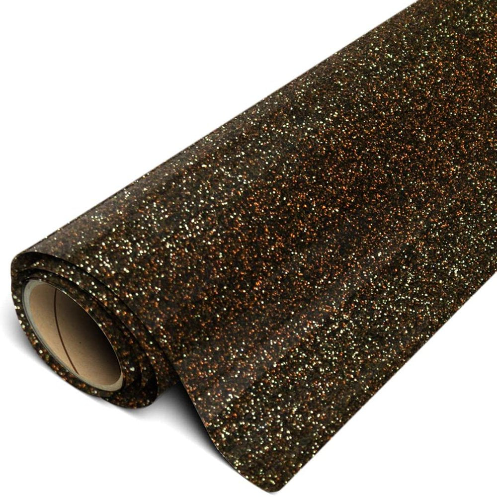 Glitter HTV Iron on Heat Transfer Vinyl 12" X 3Ft (1 Yard) Roll - Black Gold