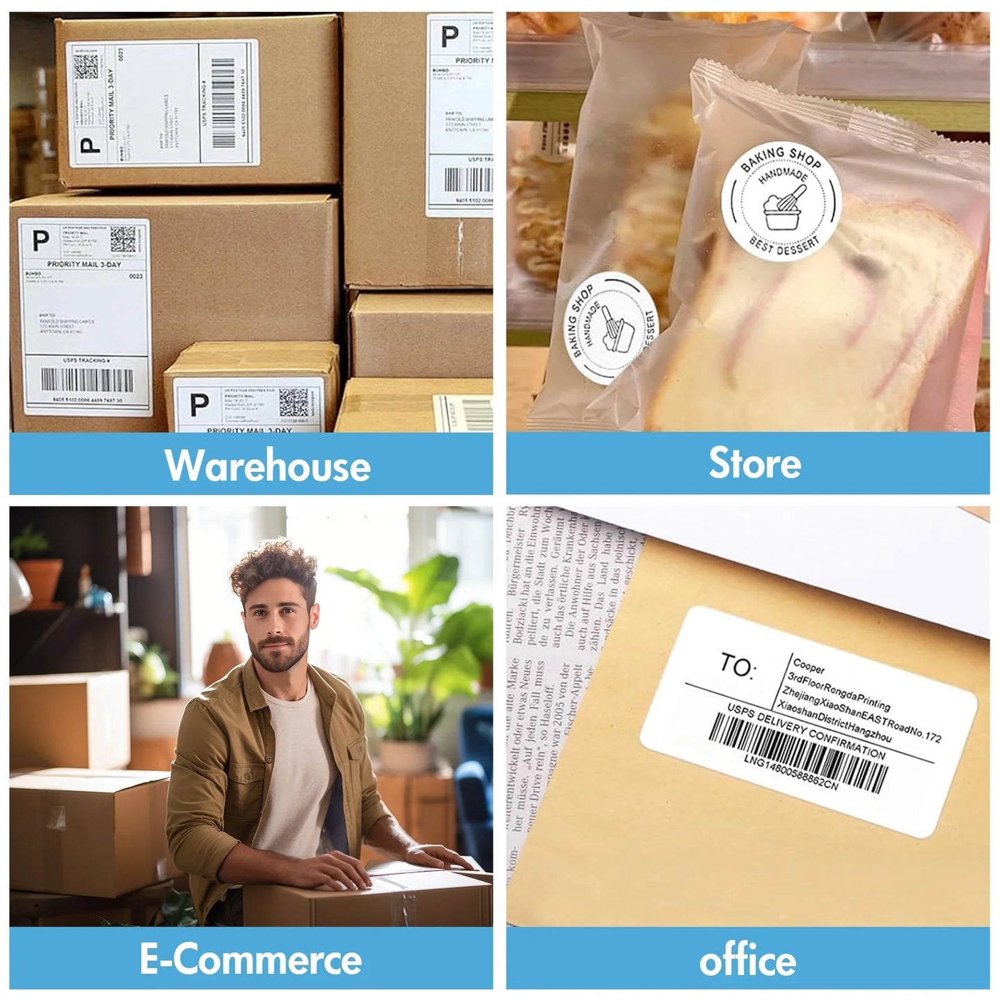 4X6 Thermal Label Printer - Bluetooth Shipping Label Maker for Packages, Compatible with Windows Ios Android, Wireless Sticker Printing for Business and Home