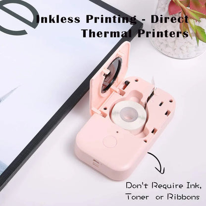 D30 Thermal Label Printer, Bluetooth Wireless Mini Pocket Smartphone Label Maker Machine with Tape, Compatible with Ios/Android, for Home, Office, and Supermarket（Pink）