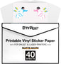 Printable Vinyl for Inkjet Printer & Laser Printer - 40 Pcs Matte White Inkjet Waterproof Printable Vinyl Sticker Paper, 8.5"X11"